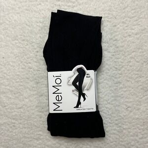 MeMoi Sweater Tights Womens M/L Black Solid Opaque Stretch Hosiery MO-TB-0044